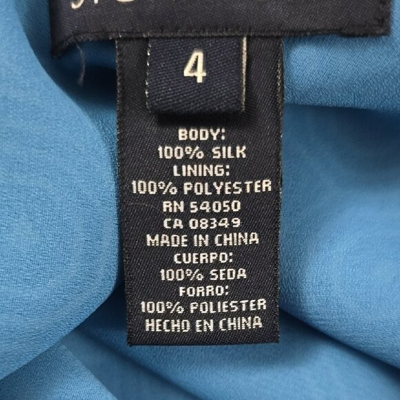 Jones New York Signature Blue White V Neck Sleeveless Dress Silk Lining  Size 4 - Picture 9 of 13